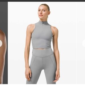 Lululemon Rib Zip-Front Cropped Run Tank Top